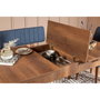 Hanah Home Vina 1048 - Juego de mesa extensible, sillas y banco en Nogal y Azul Oscuro
